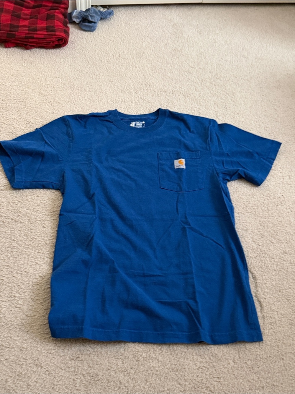 Carhartt Blue Pocket Short Sleeve Tee with Logo Patch